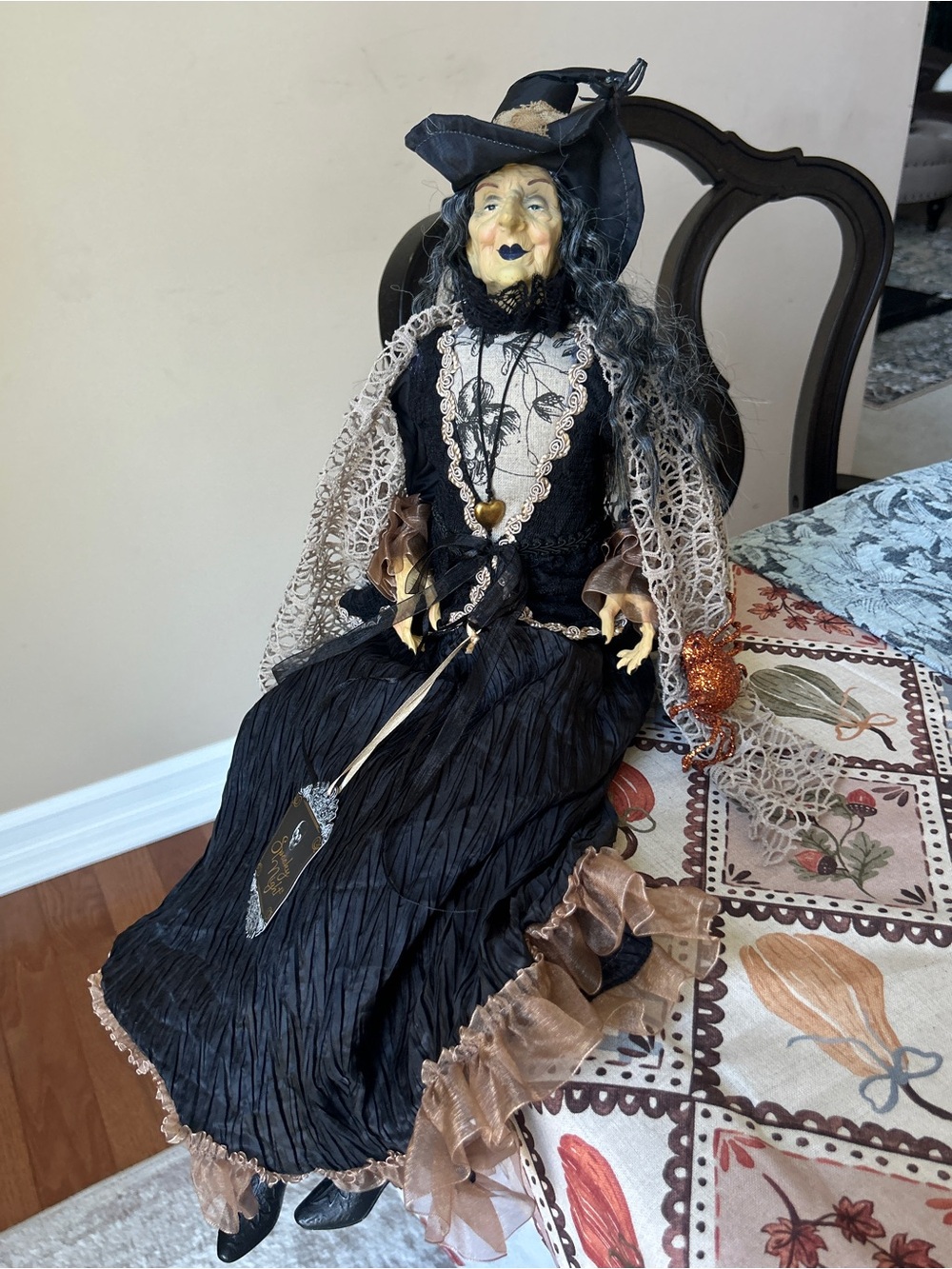 Vintage NWT Halloween Intricate Sitting Witch Doll Figurine
